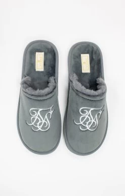 SikSilk Grey Slipper With Embroidered Logo -Style Zone Shop SS 20680 07 f354f471 9391 4f8c b5bf a9d2aa48089d