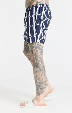 SikSilk Navy Print Longline Swim Short -Style Zone Shop SS 20852 2 3ea27e5a f3a8 4078 a9d7 527a75352ad1