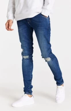 SikSilk Blue Distressed Slim Fit Jean