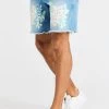 SikSilk Raw Floral Denim Shorts - Light Midstone Blue -Style Zone Shop SS 20944 016