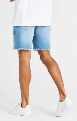 SikSilk Raw Floral Denim Shorts - Light Midstone Blue -Style Zone Shop SS 20944 018