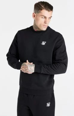 SikSilk Black Essential Crew Sweatshirt