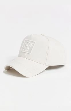 SikSilk Ecru Prestige Patch Sueded Trucker Cap
