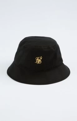 SikSilk Black Embossed Logo Bucket Hat