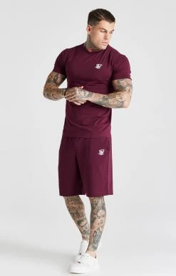 SikSilk Burgundy Essential Jersey Short -Style Zone Shop SS 21252 3