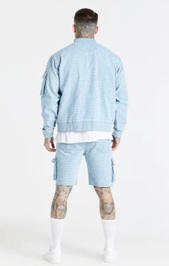 SikSilk Blue Jacquard Denim Bomber Jacket -Style Zone Shop SS 21526 5 950dfa12 e01d 4e58 98ce 41713c50dd41