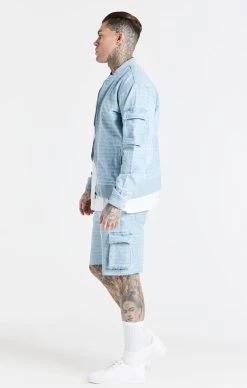 SikSilk Blue Jacquard Denim Cargo Short -Style Zone Shop SS 21526 SS 21529 008 1981b004 2831 4b0f a6f1 0785a9f4a011