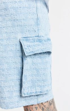 SikSilk Blue Jacquard Denim Cargo Short -Style Zone Shop SS 21526 SS 21529 022 f49c3dae 100a 4981 95dc 35107a5aa331