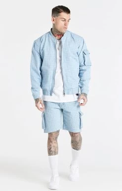SikSilk Blue Jacquard Denim Cargo Short -Style Zone Shop SS 21529 3 d46647d4 0e5f 4ff8 a6bd 0f4741fa30c1