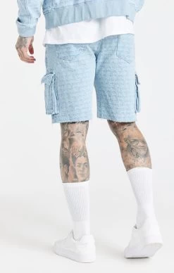 SikSilk Blue Jacquard Denim Cargo Short -Style Zone Shop SS 21529 4 bc422a24 3a11 413e b152 53a80c577fe2