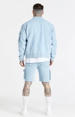 SikSilk Blue Jacquard Denim Cargo Short -Style Zone Shop SS 21529 5 a2240197 545a 4b17 b17f 42be004a1894