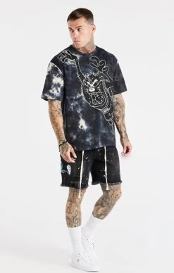 Space Jam X SikSilk Marble Wash Oversized Graphic Tee - Black & Ecru -Style Zone Shop SS 21585 20SS 21605 0006