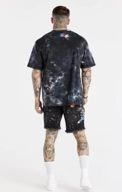 Black Space Jam X SikSilk Applique Distressed Denim Short -Style Zone Shop SS 21585 20SS 21605 0008
