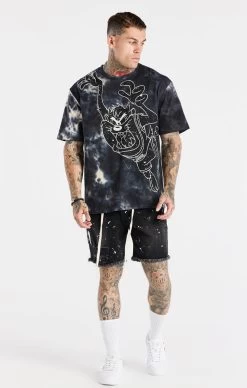 Space Jam X SikSilk Marble Wash Oversized Graphic Tee - Black & Ecru -Style Zone Shop SS 21585 SS 21605 0004 50254d6b 17b9 4382 8537 3cabf7740398