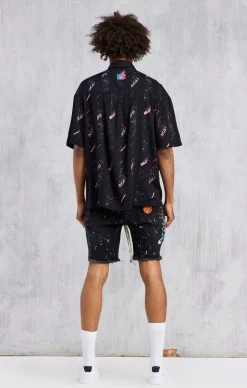 Black Space Jam X SikSilk Stripe Shirt -Style Zone Shop SS 21607 3