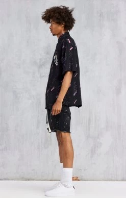 Black Space Jam X SikSilk Stripe Shirt -Style Zone Shop SS 21607 4