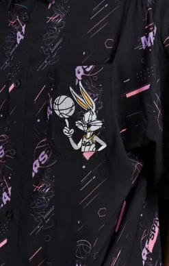 Black Space Jam X SikSilk Stripe Shirt -Style Zone Shop SS 21607 6
