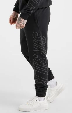 SikSilk Black Sports Relaxed Fit Large Branding Pant -Style Zone Shop SS 21628 3