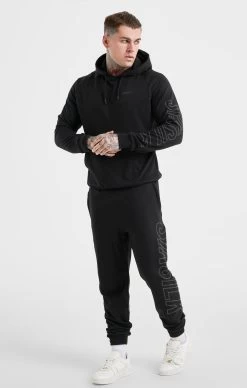 SikSilk Black Sports Relaxed Fit Large Branding Pant -Style Zone Shop SS 21628 4