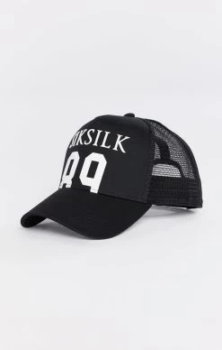 SikSilk Black And White 89 Mesh Trucker Cap
