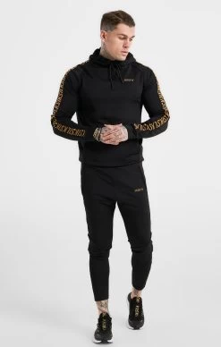 SikSilk Black Sports Taped Muscle Fit Hoodie -Style Zone Shop SS 21682 3