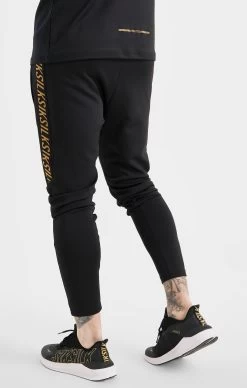 SikSilk Black Sports Taped Muscle Fit Track Pant -Style Zone Shop SS 21685 4A