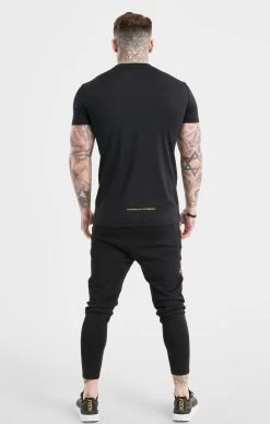 SikSilk Black Sports Taped Muscle Fit Track Pant -Style Zone Shop SS 21685 5A