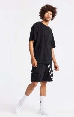 SikSilk Black Towelling Cargo Short -Style Zone Shop SS 21781 2 38e89b38 1dfd 431a a5d5 465638baf816