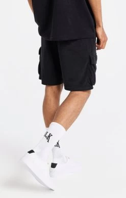 SikSilk Black Towelling Cargo Short -Style Zone Shop SS 21781 3 3e7d2b2e 1ea8 4e3e 8c53 037bc29069dc