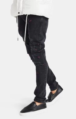 Messi X SikSilk Black Distressed Slim Fit Jean