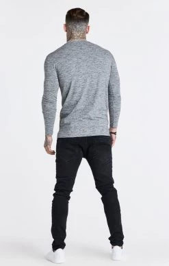 SikSilk Grey Marl Long Sleeve Muscle Fit T-Shirt -Style Zone Shop SS 21869 5 12abffd6 3f01 4413 ae86 c80c879b63a0