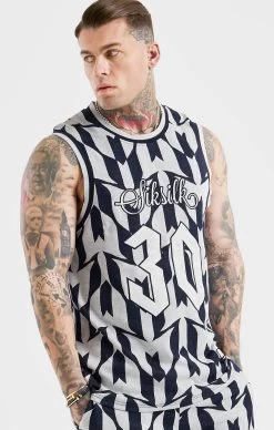 Messi X SikSilk Navy Monogram Basketball Vest