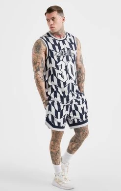 Messi X SikSilk Navy Monogram Basketball Vest -Style Zone Shop SS 21980 4