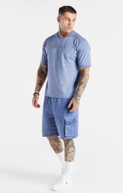 SikSilk Blue Washed Cargo Short -Style Zone Shop SS 22068 SS 22071 0022