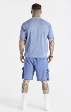SikSilk Blue Washed Cargo Short -Style Zone Shop SS 22068 SS 22071 0027