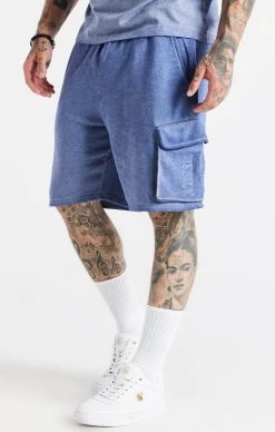 SikSilk Blue Washed Cargo Short