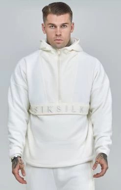 SikSilk Ecru Half Zip Polar Fleece Hoodie