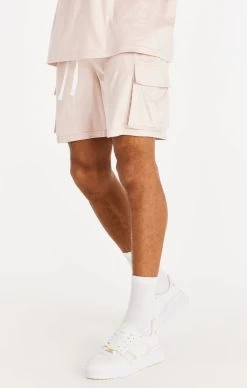 SikSilk Stretch Suede Cargo Shorts - Pink