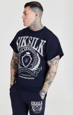 SikSilk Navy Varsity Sweatshirt -Style Zone Shop SS 22140 5 cc180eca d977 4eec 86d3 2b681342a48e