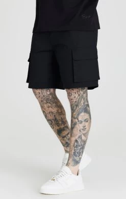 SikSilk Black Ripstop Cargo Short