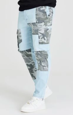 SikSilk Light Blue Camo Pocket Carrot Jean