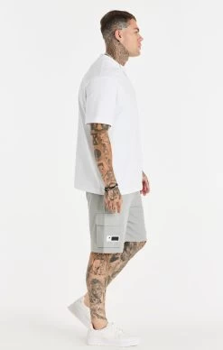 SikSilk White Relaxed Printed Chain T-Shirt -Style Zone Shop SS 22176 SS 22191 012