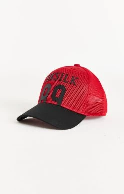 SikSilk Red Full Mesh 89 Trucker Cap