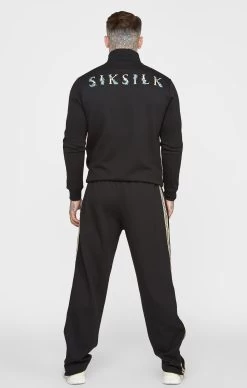 SikSilk Black Crest Funnel Neck Track Jacket -Style Zone Shop SS 22247 5 3aace8a2 271c 4d44 8262 4c73377bc1b4