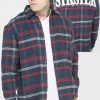 SikSilk Navy Towelling Logo Long Sleeve Check Shirt -Style Zone Shop SS 22251 1