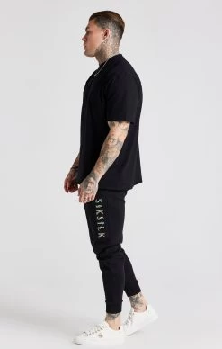 SikSilk Black Floral Embroidered Cuffed Track Pant -Style Zone Shop SS 22269 3