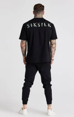 SikSilk Black Floral Embroidered Cuffed Track Pant -Style Zone Shop SS 22269 6