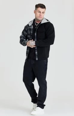 SikSilk Black Contrast Hooded Shirt -Style Zone Shop SS 22311 3 406e8146 dc76 4587 83e2 e0061d926622