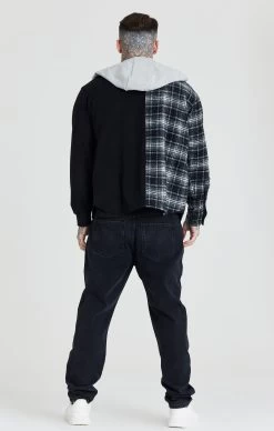 SikSilk Black Contrast Hooded Shirt -Style Zone Shop SS 22311 5 2c16e6a1 ee66 473c a62a 34193b15b626