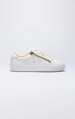 SikSilk White Classic Trainer With Functional Zip